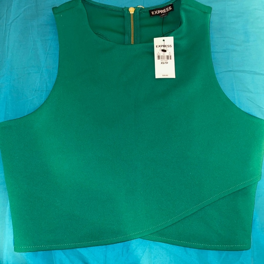 Green sleeveless crop top from express
